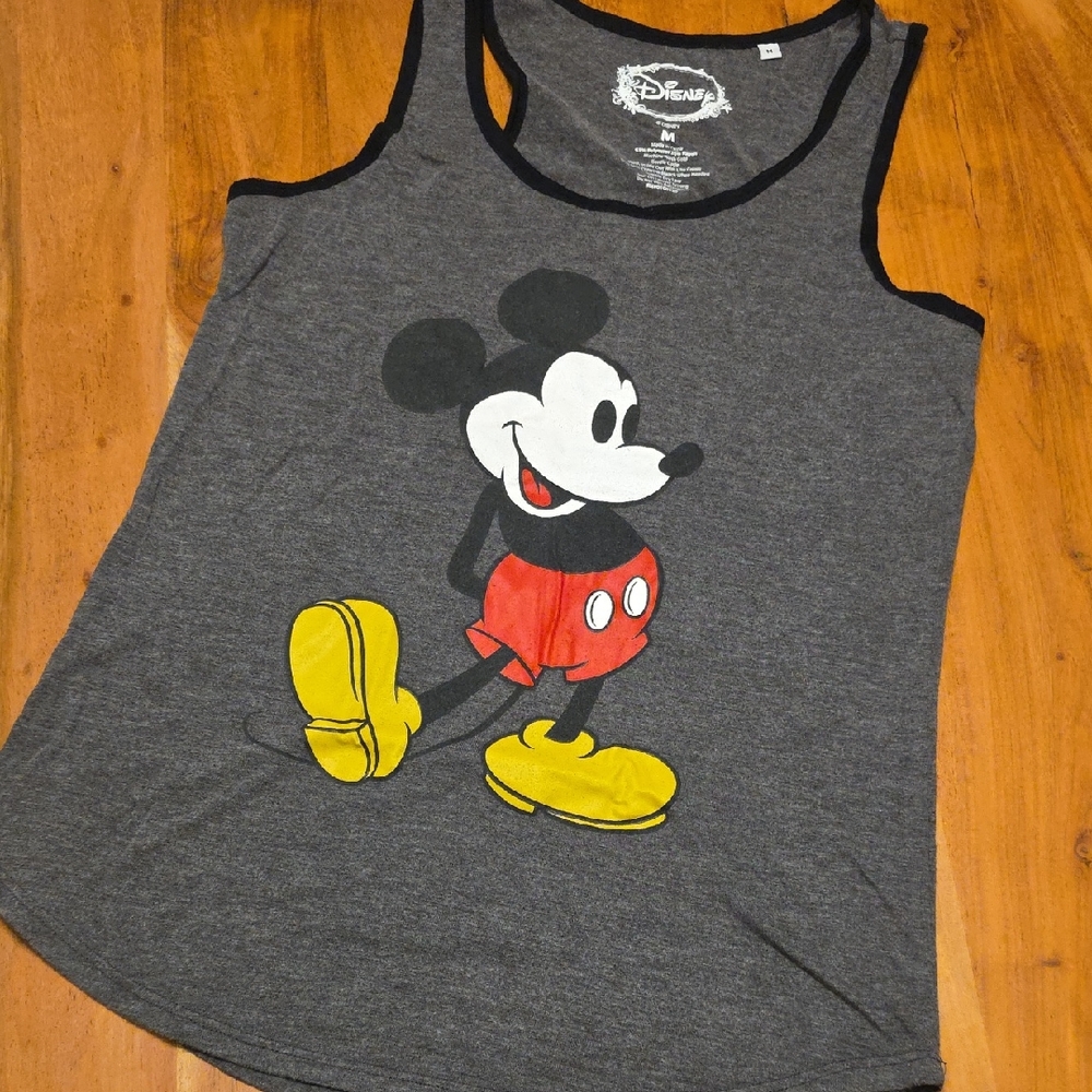 Disney Charcoal Tank with Classic Mickey Graphic in Red & Yellow